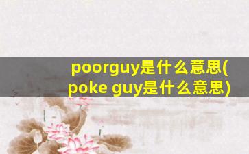 poorguy是什么意思(poke guy是什么意思)